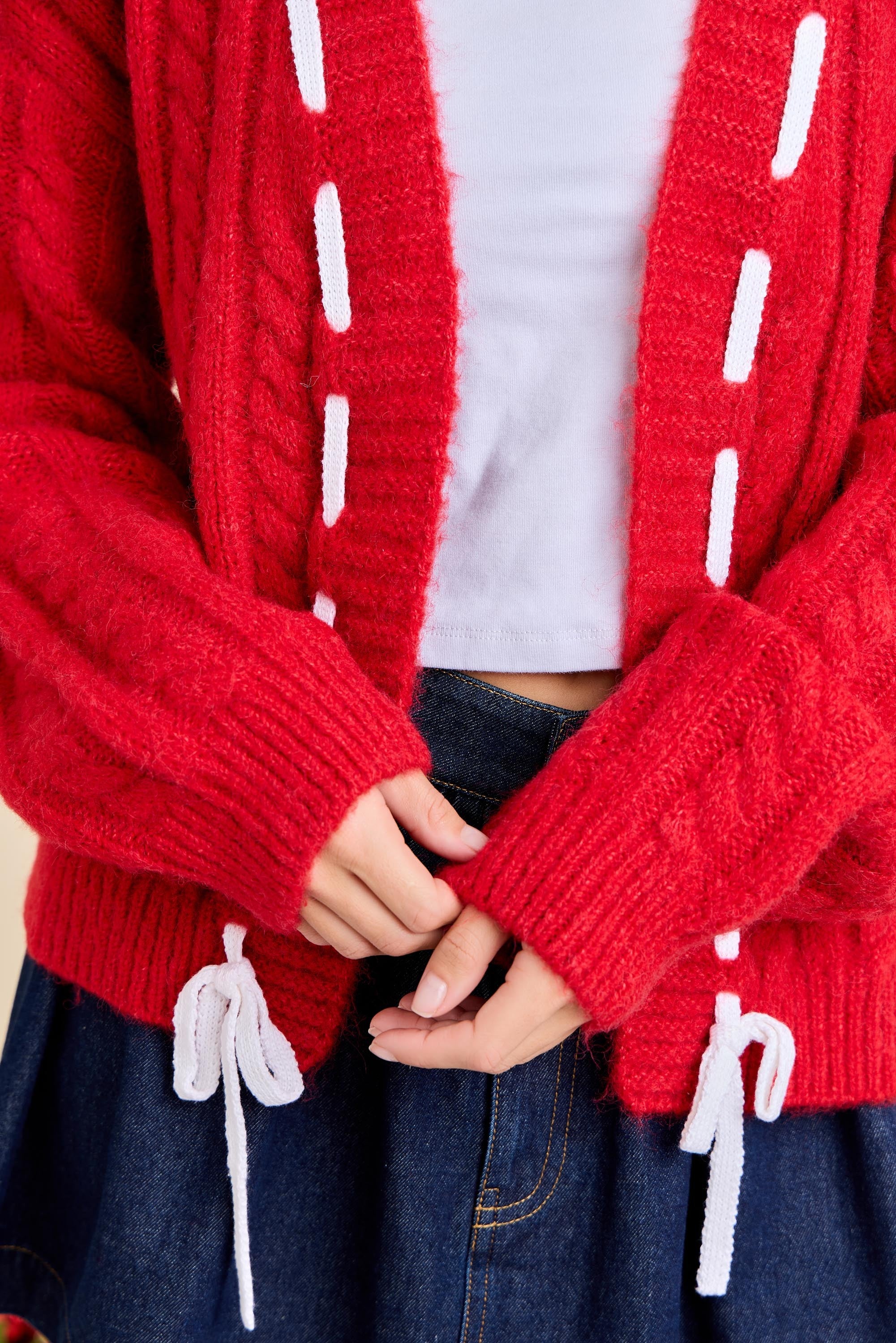 Tie Cable Knit Sweater- 2 Colors