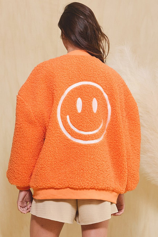 Smiley x2 Sherpa Jacket- 2 Colors