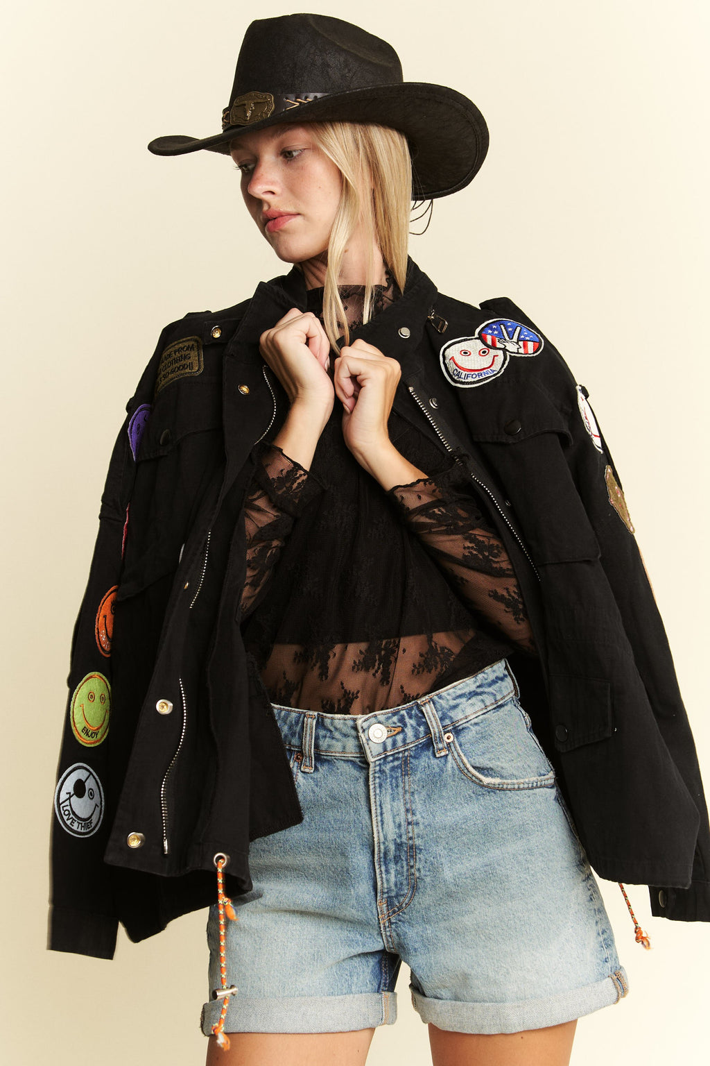 Be Happy Patch Cargo Jacket- 3 Colors