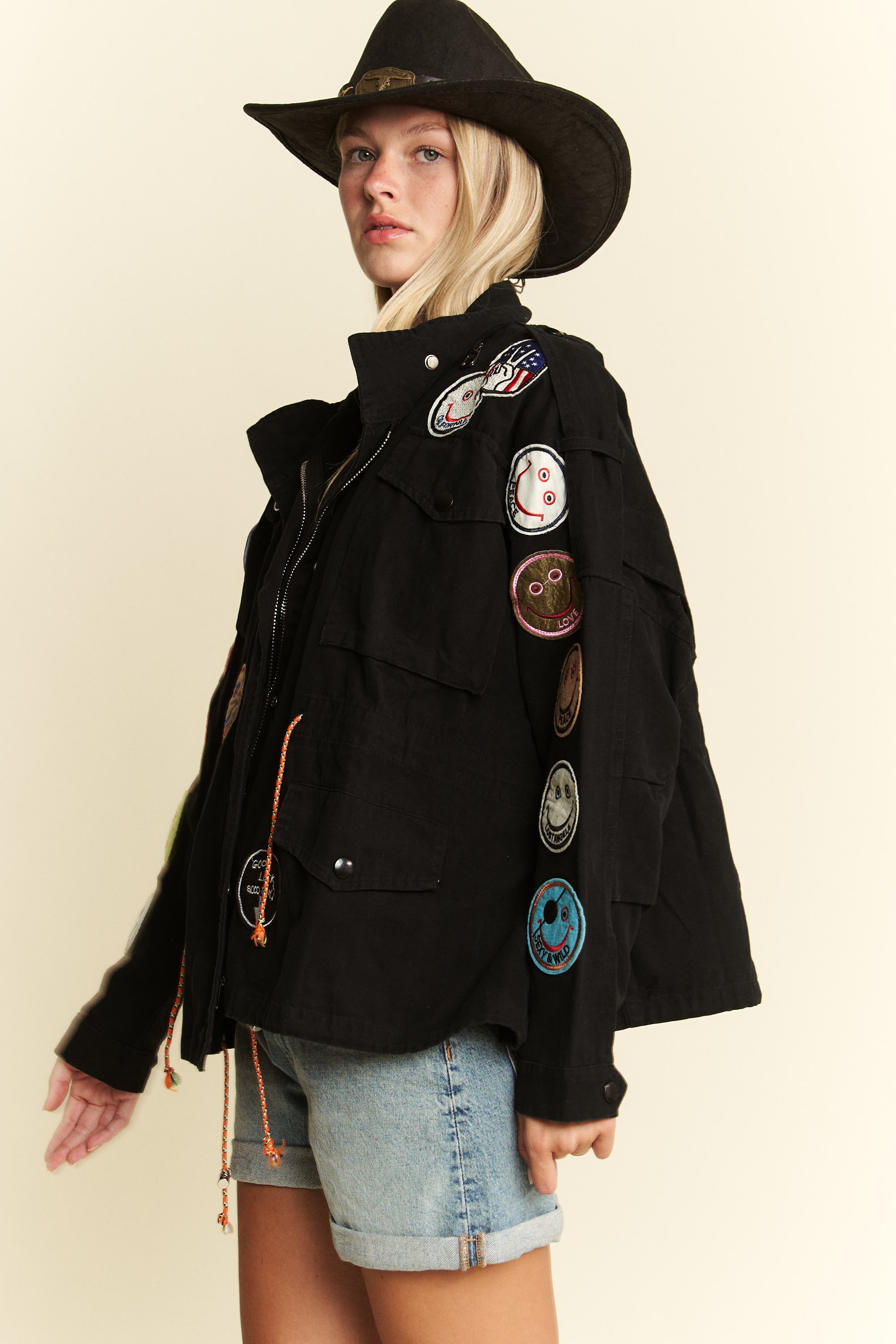 Be Happy Patch Cargo Jacket- 3 Colors