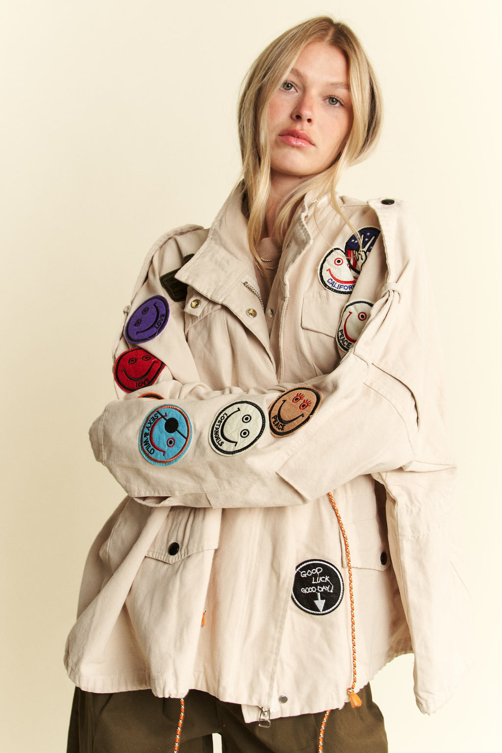 Be Happy Patch Cargo Jacket- 3 Colors