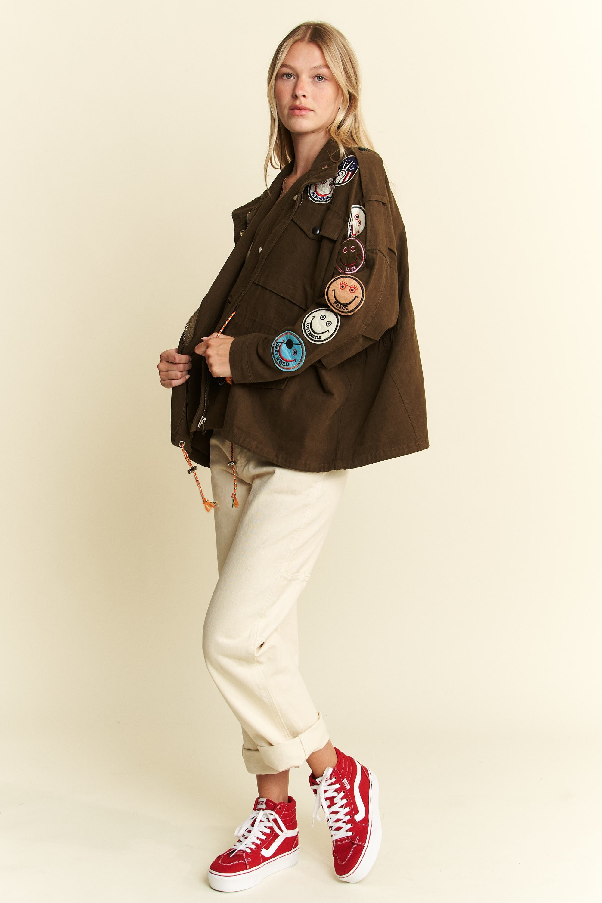 Be Happy Patch Cargo Jacket- 3 Colors