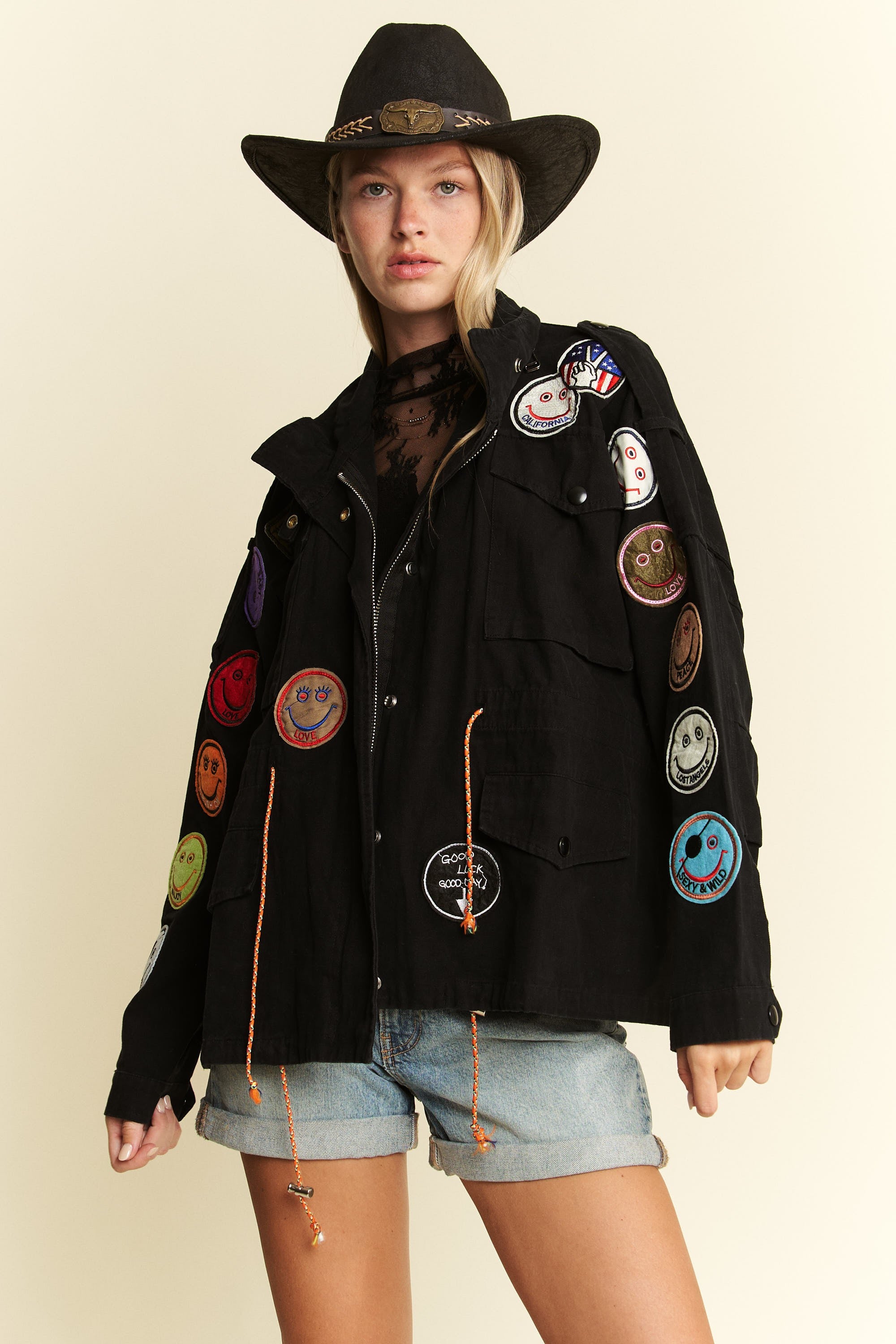 Be Happy Patch Cargo Jacket- 3 Colors