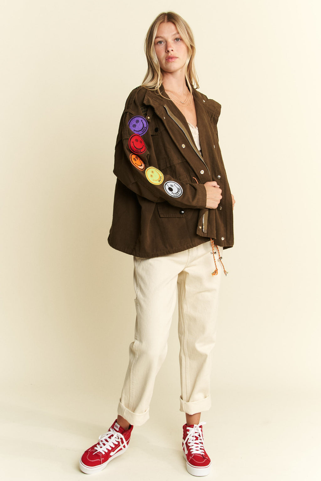 Be Happy Patch Cargo Jacket- 3 Colors