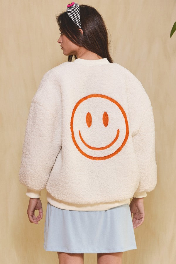 Smiley x2 Sherpa Jacket- 2 Colors