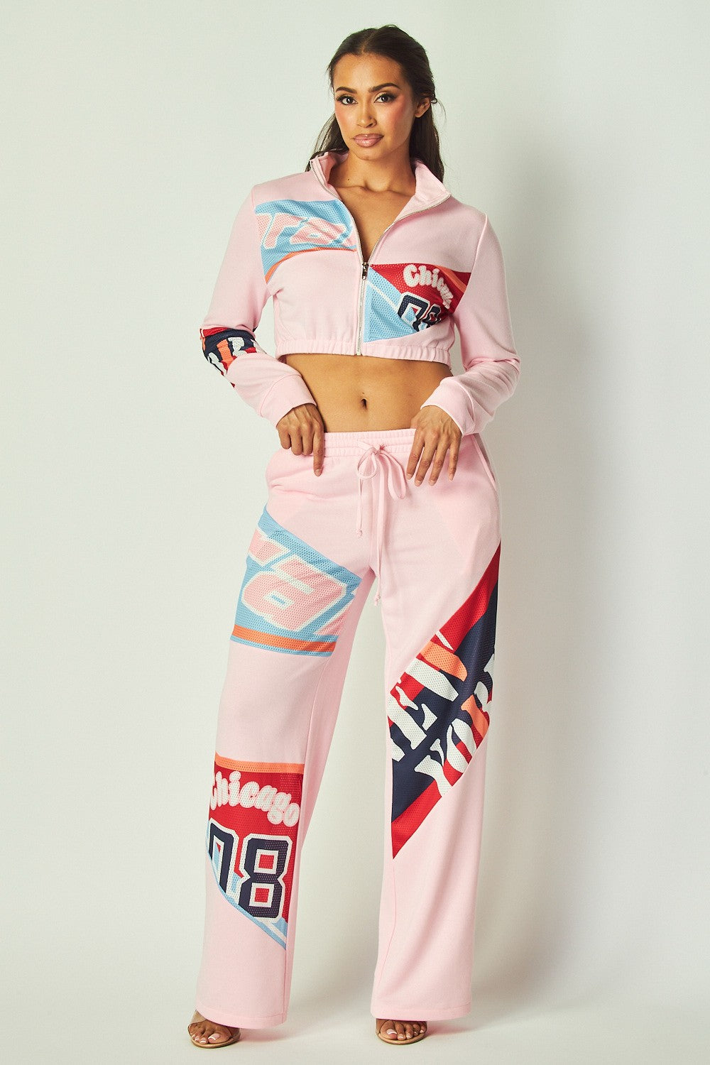 Chicago Patch Print Pants Set