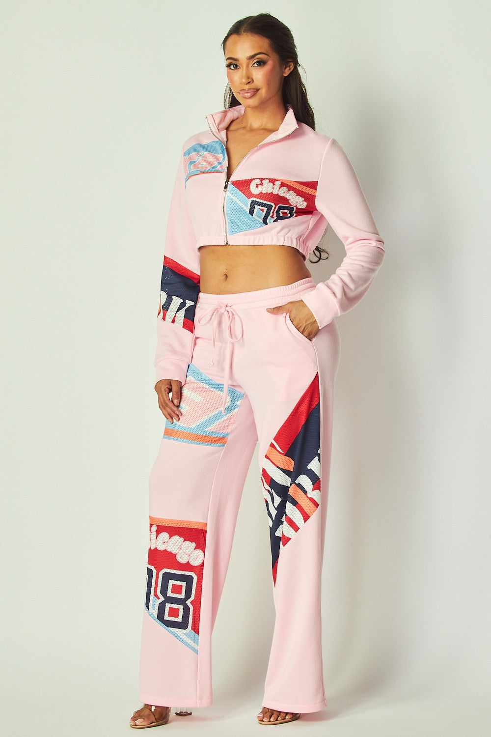 Chicago Patch Print Pants Set