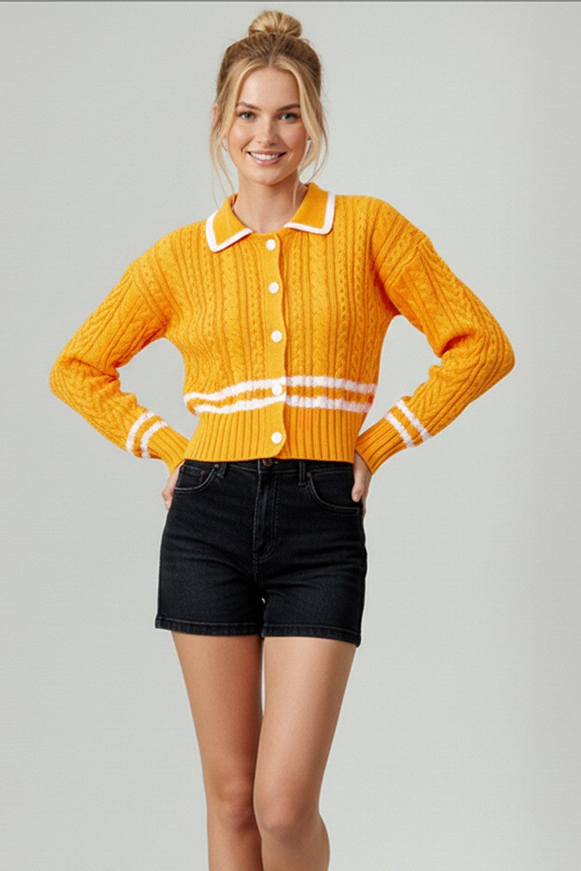 Collar Cable Cardigan