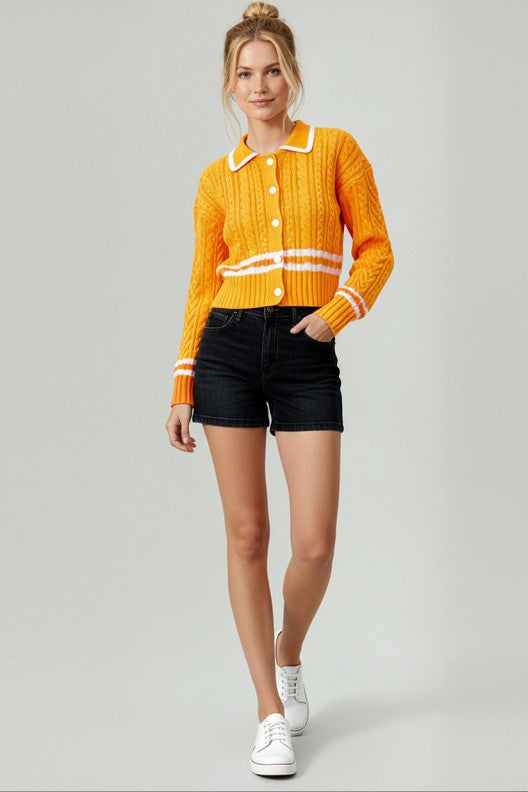 Collar Cable Cardigan