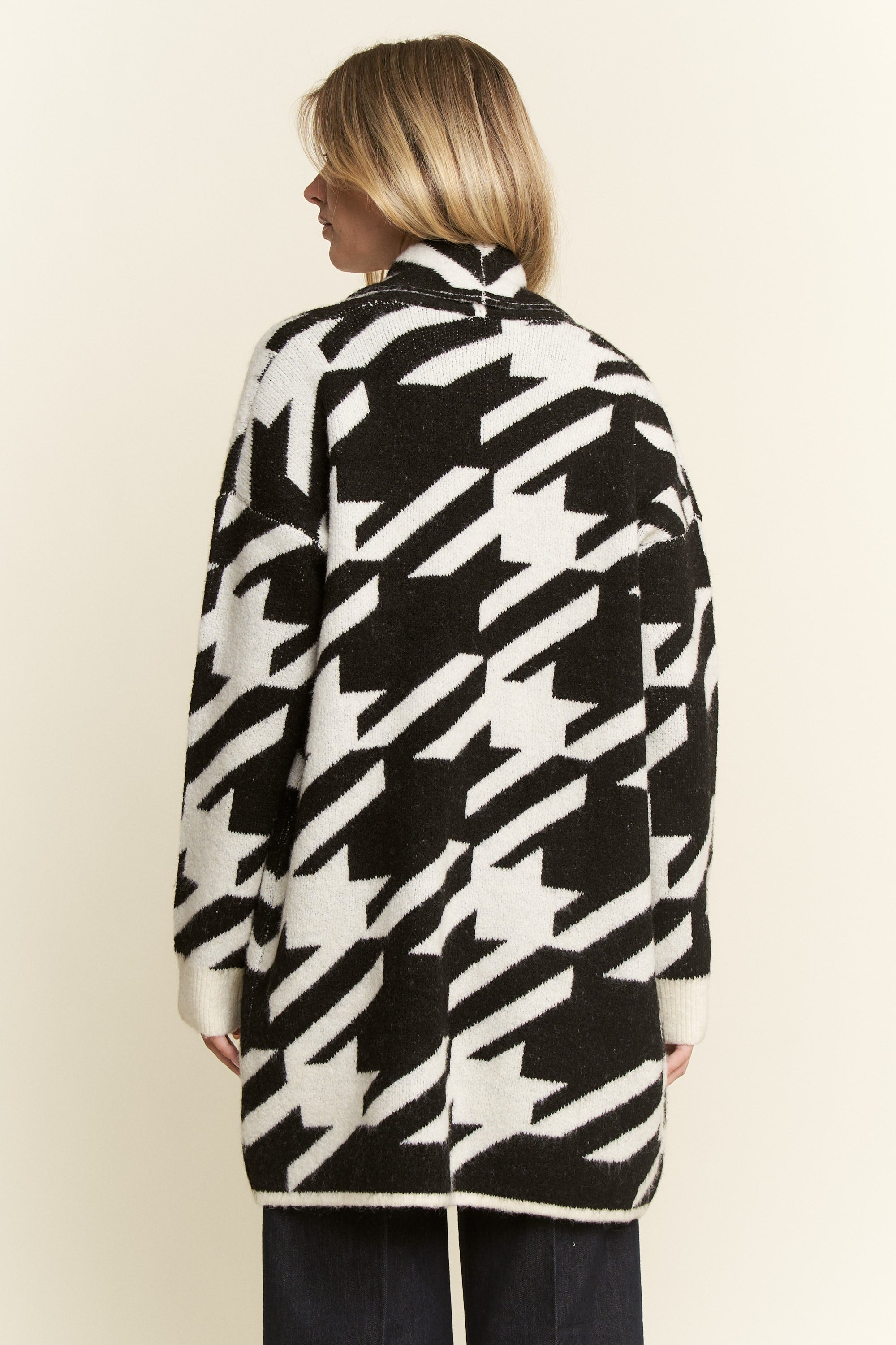 Oversized Houndstooth Cardigan- 2 Colors