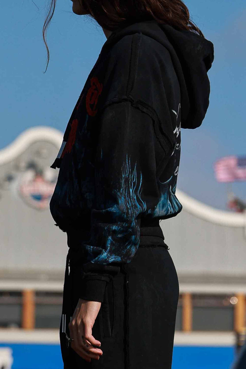 Wake Up And Be Fierce Flame Applique Hoodie (W)