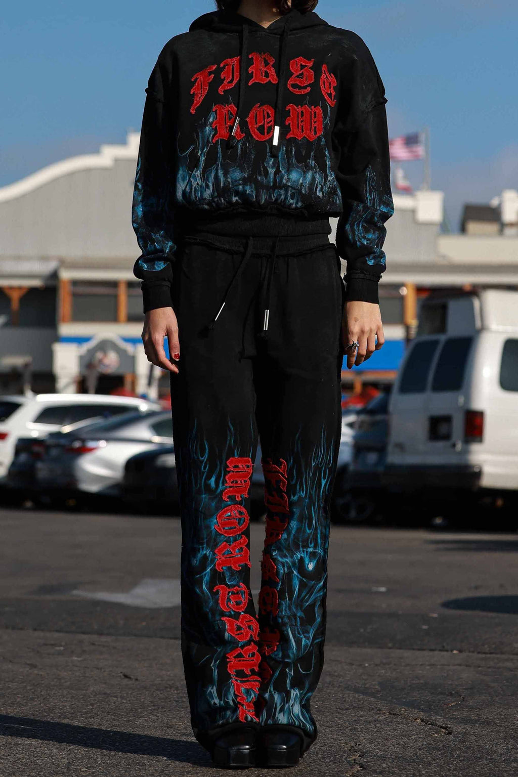 Wake Up And Be Fierce Flame Applique Hoodie (W)