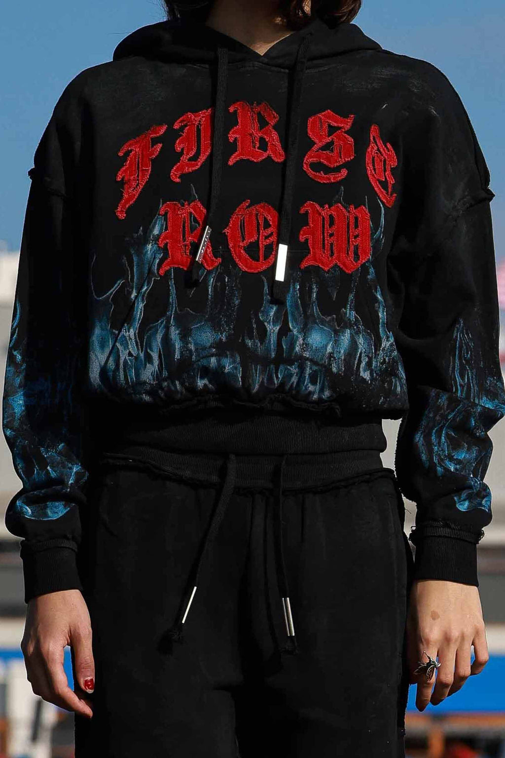 Wake Up And Be Fierce Flame Applique Hoodie (W)