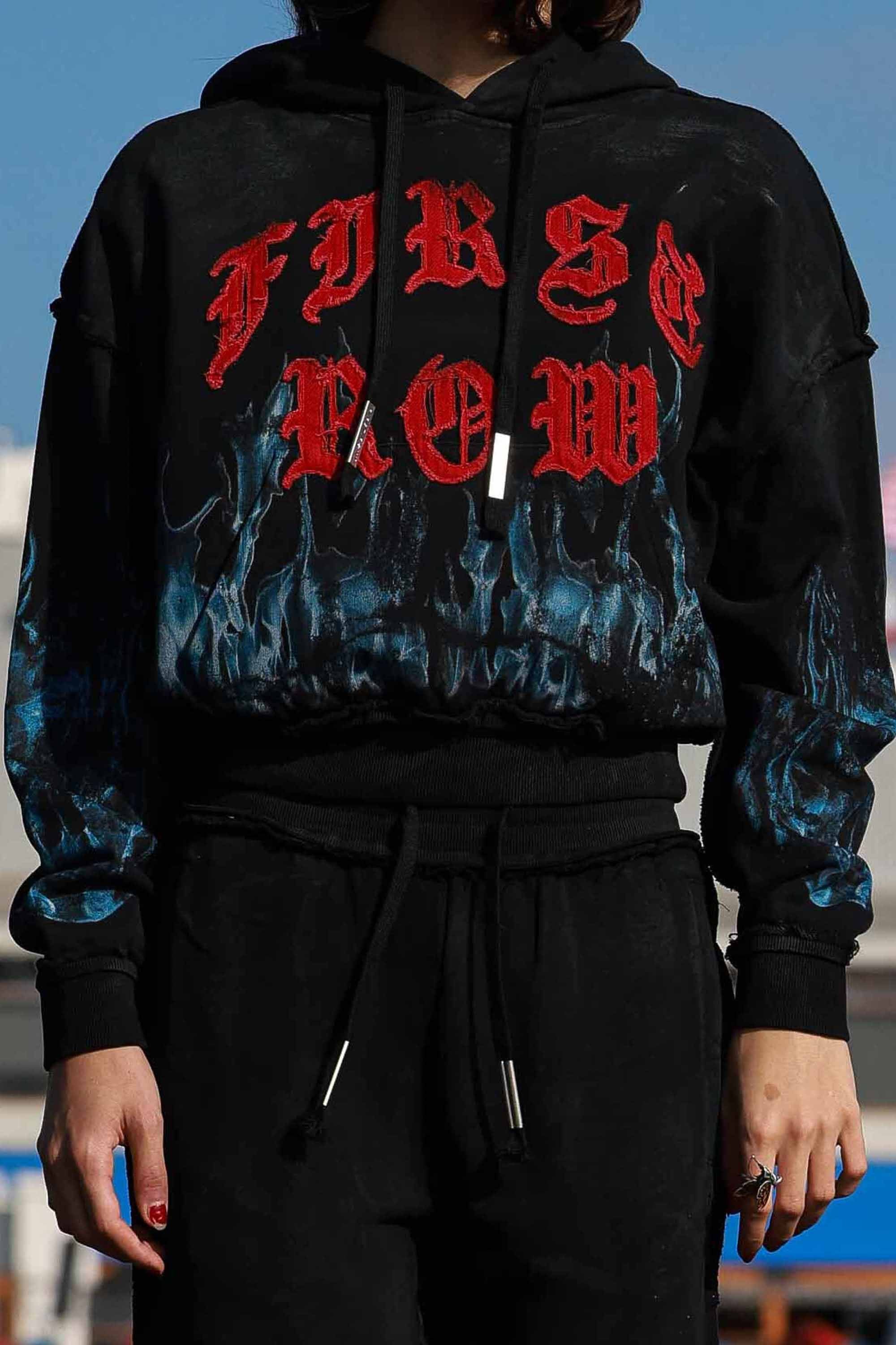 Wake Up And Be Fierce Flame Applique Hoodie (W)