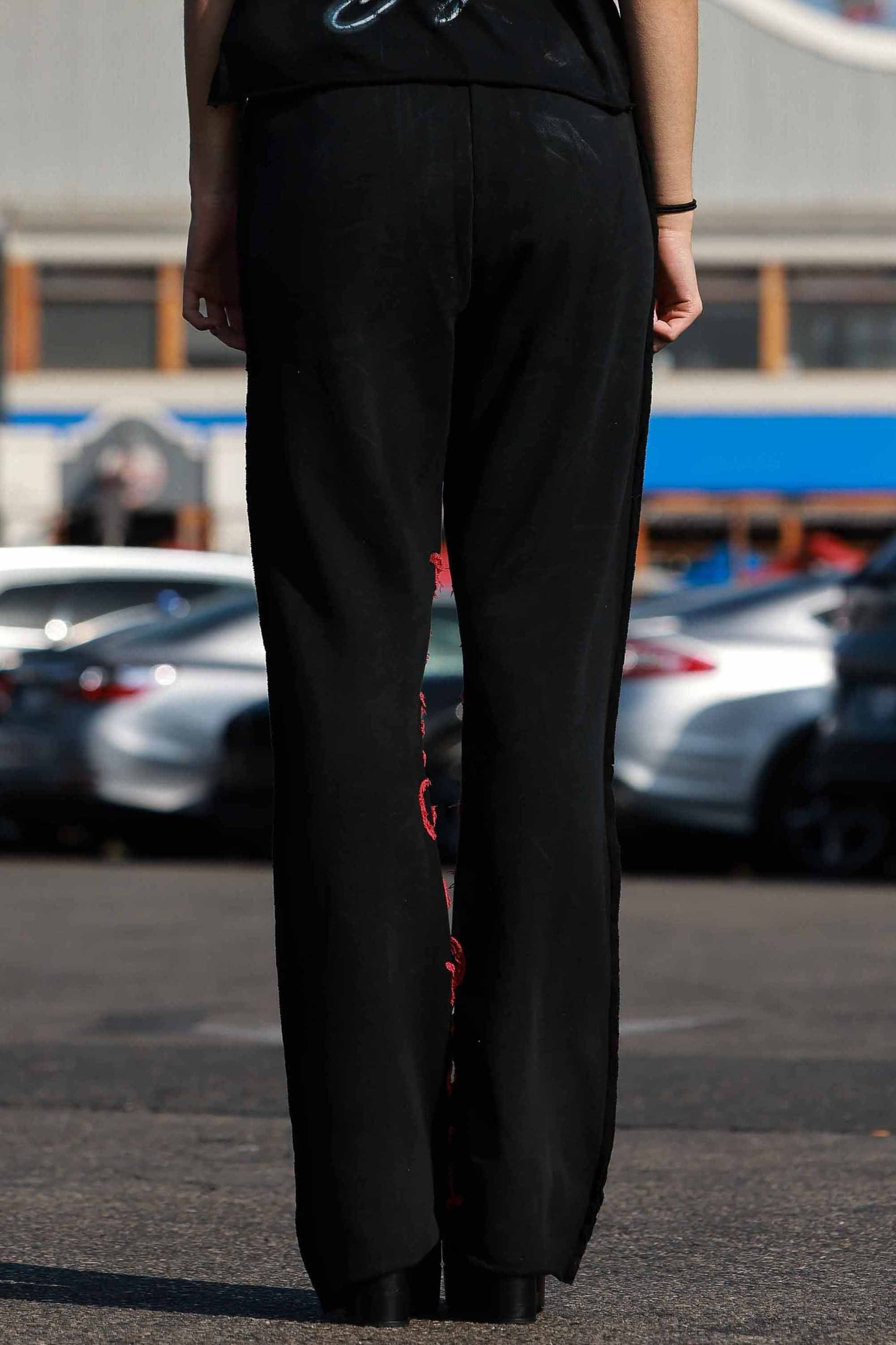 Wake Up And Be Fierce Flame Applique Flare Joggers
