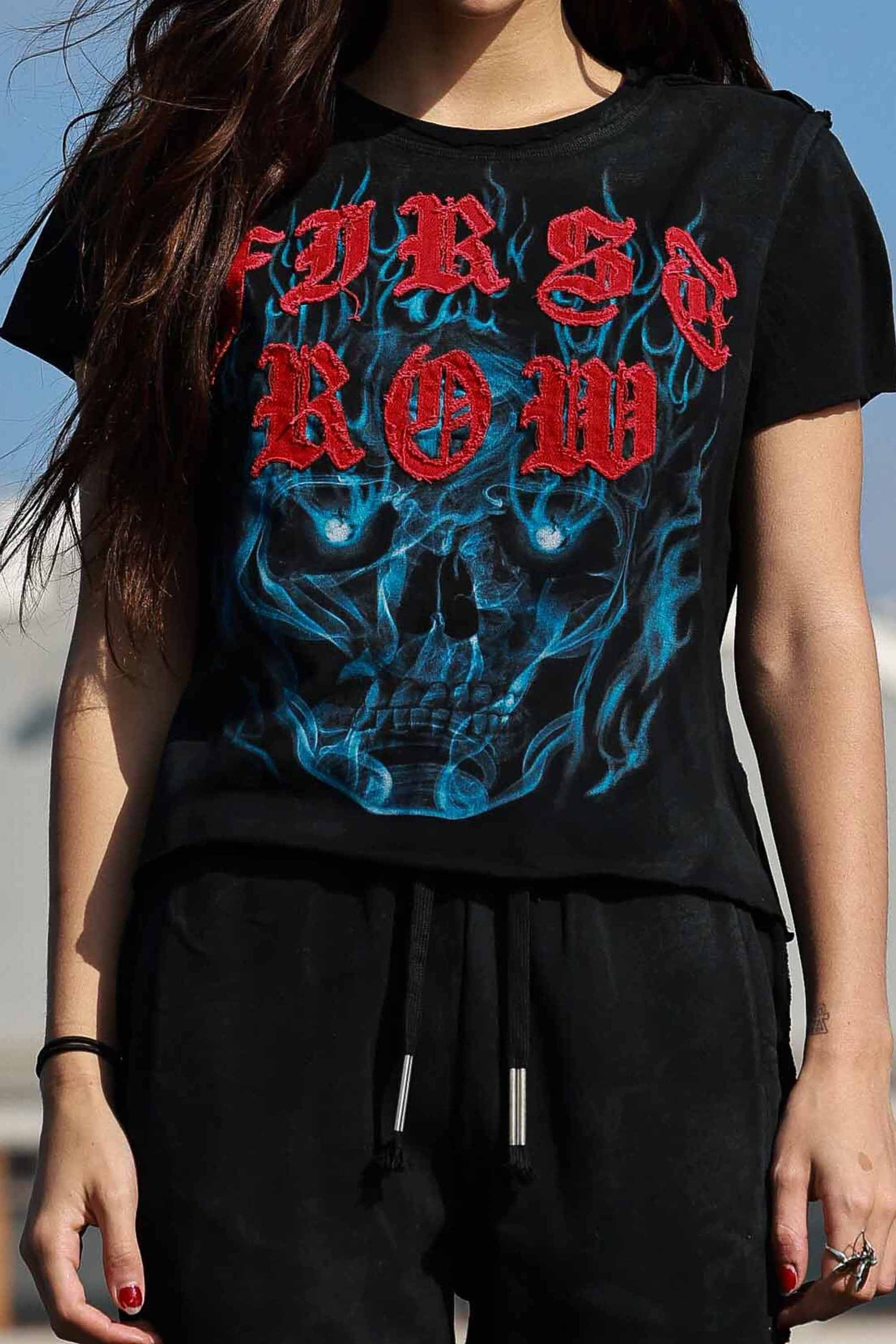 Wake Up And Be Fierce Flame Applique Tee (W)