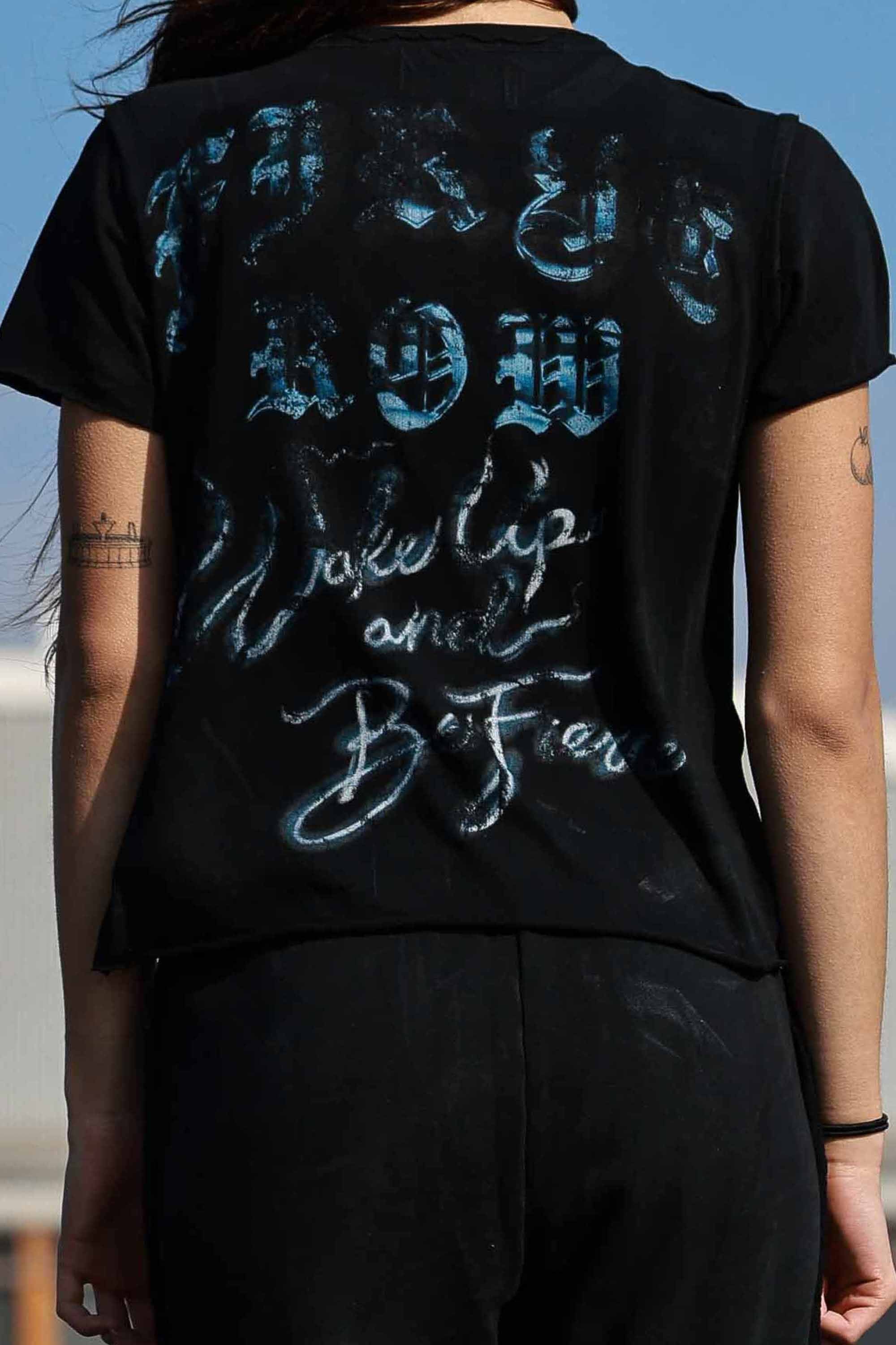 Wake Up And Be Fierce Flame Applique Tee (W)