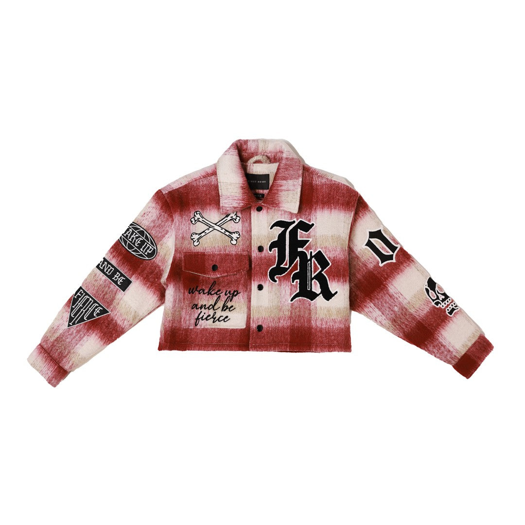 Wake Up And Be Fierce Crop Wool Plaid Shacket (W)