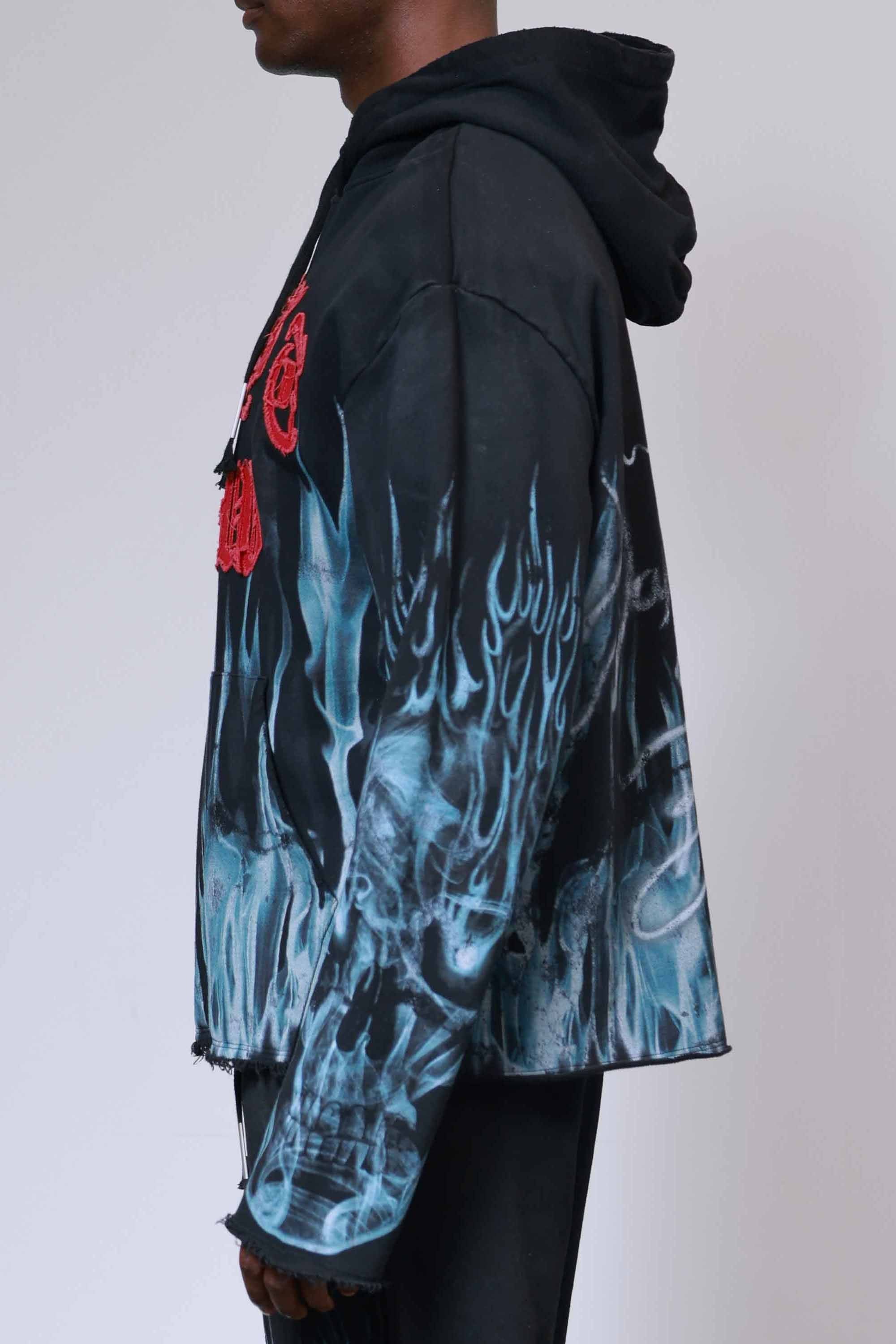 Wake Up And Be Fierce Flame Applique Hoodie (M)