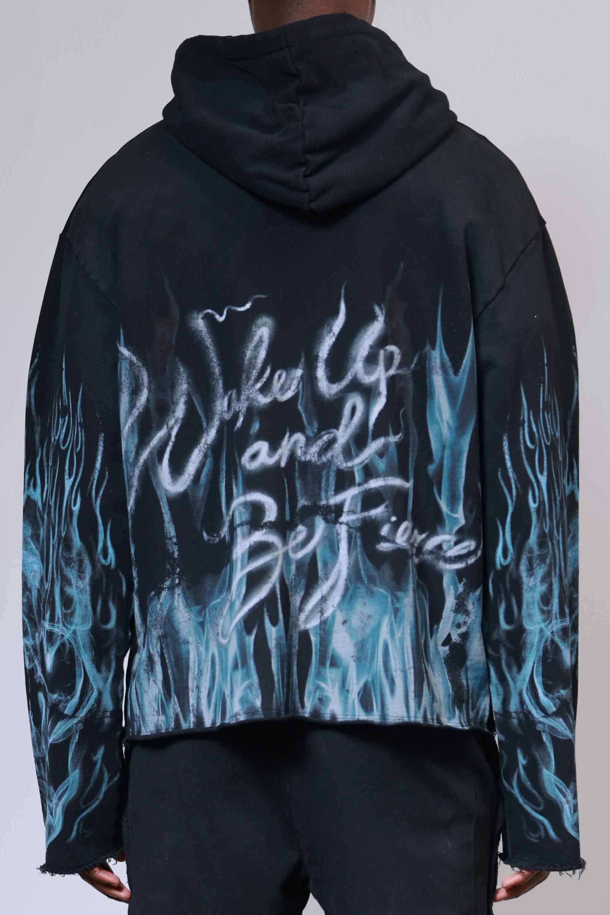 Wake Up And Be Fierce Flame Applique Hoodie (M)