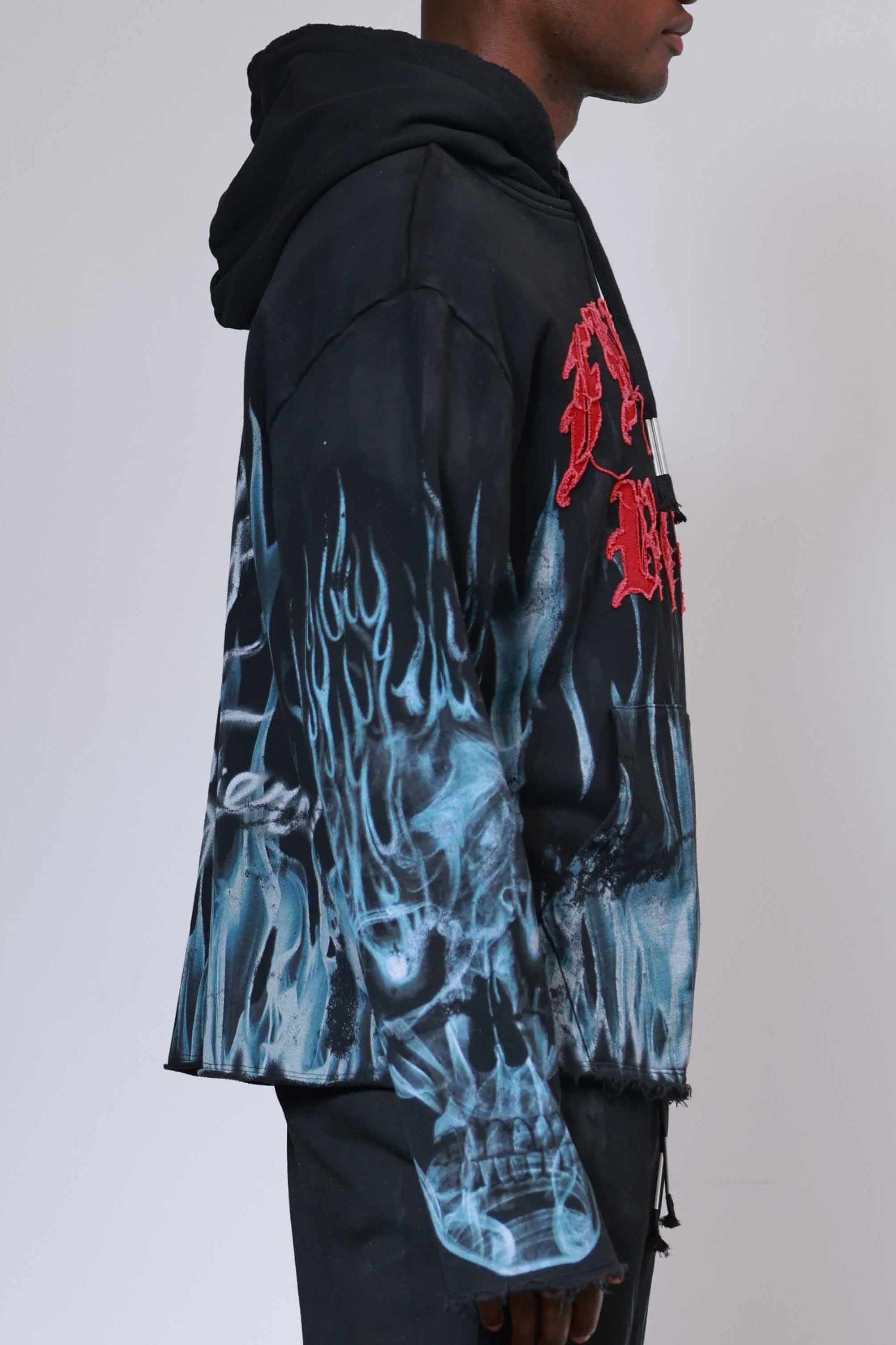 Wake Up And Be Fierce Flame Applique Hoodie (M)