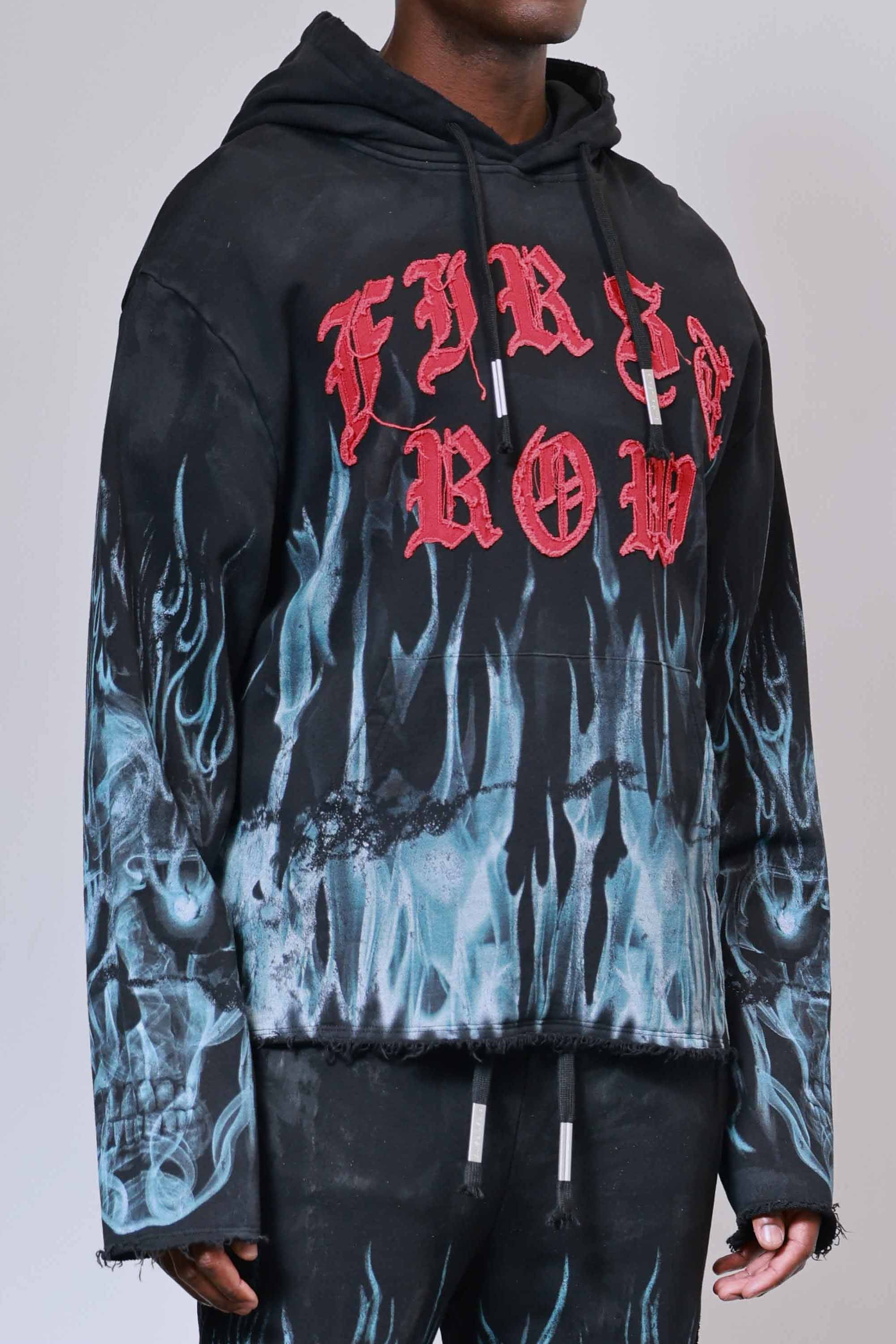 Wake Up And Be Fierce Flame Applique Hoodie (M)