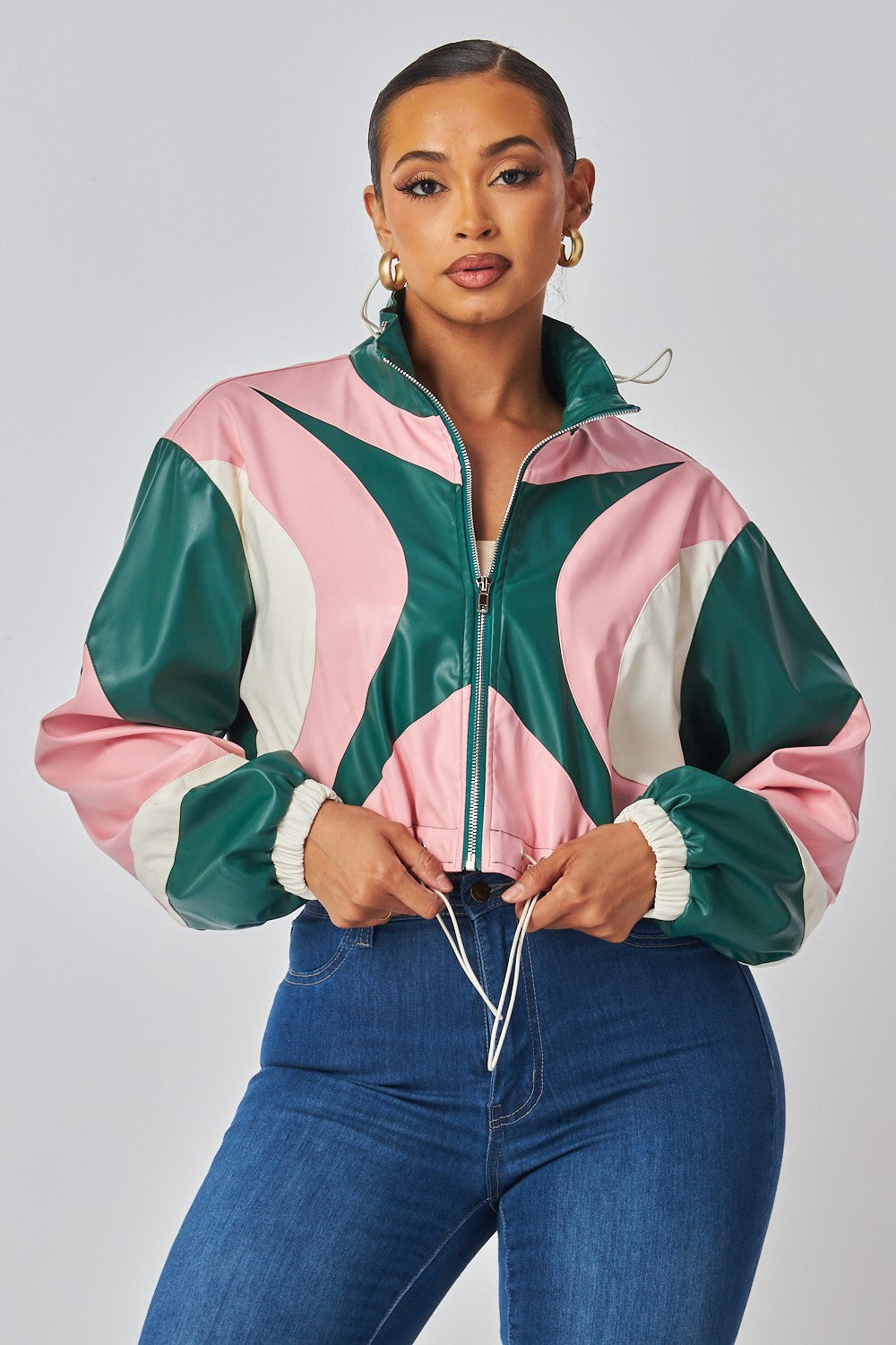 Araya Color Block Leather Jacket- 2 Colors