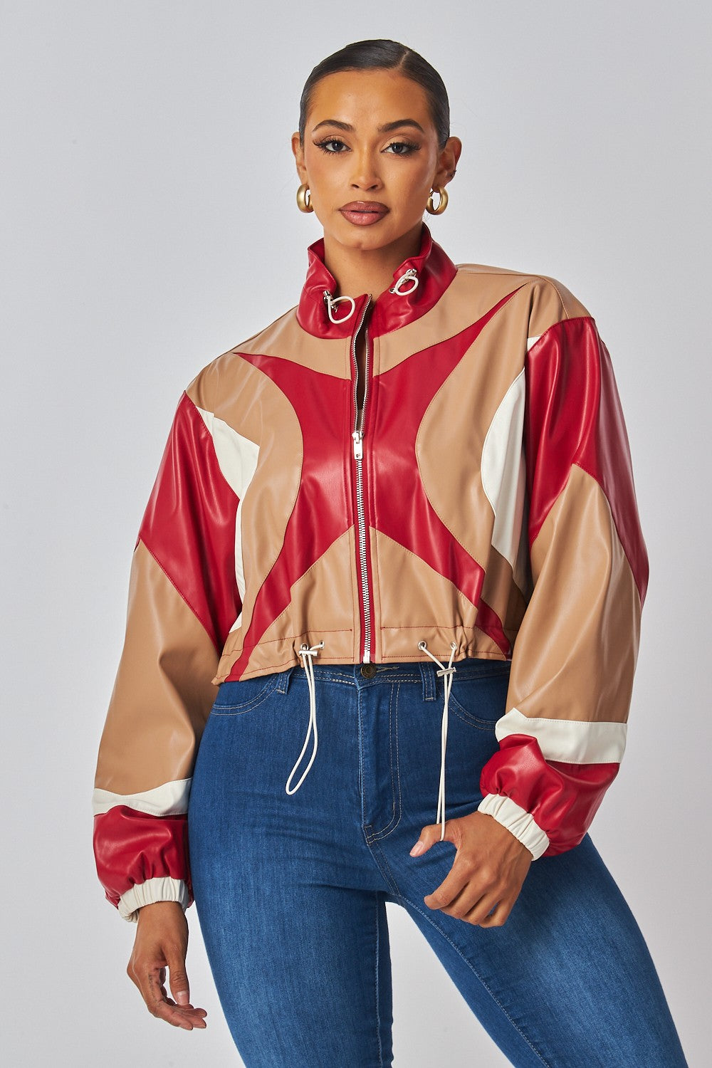 Araya Color Block Leather Jacket- 2 Colors