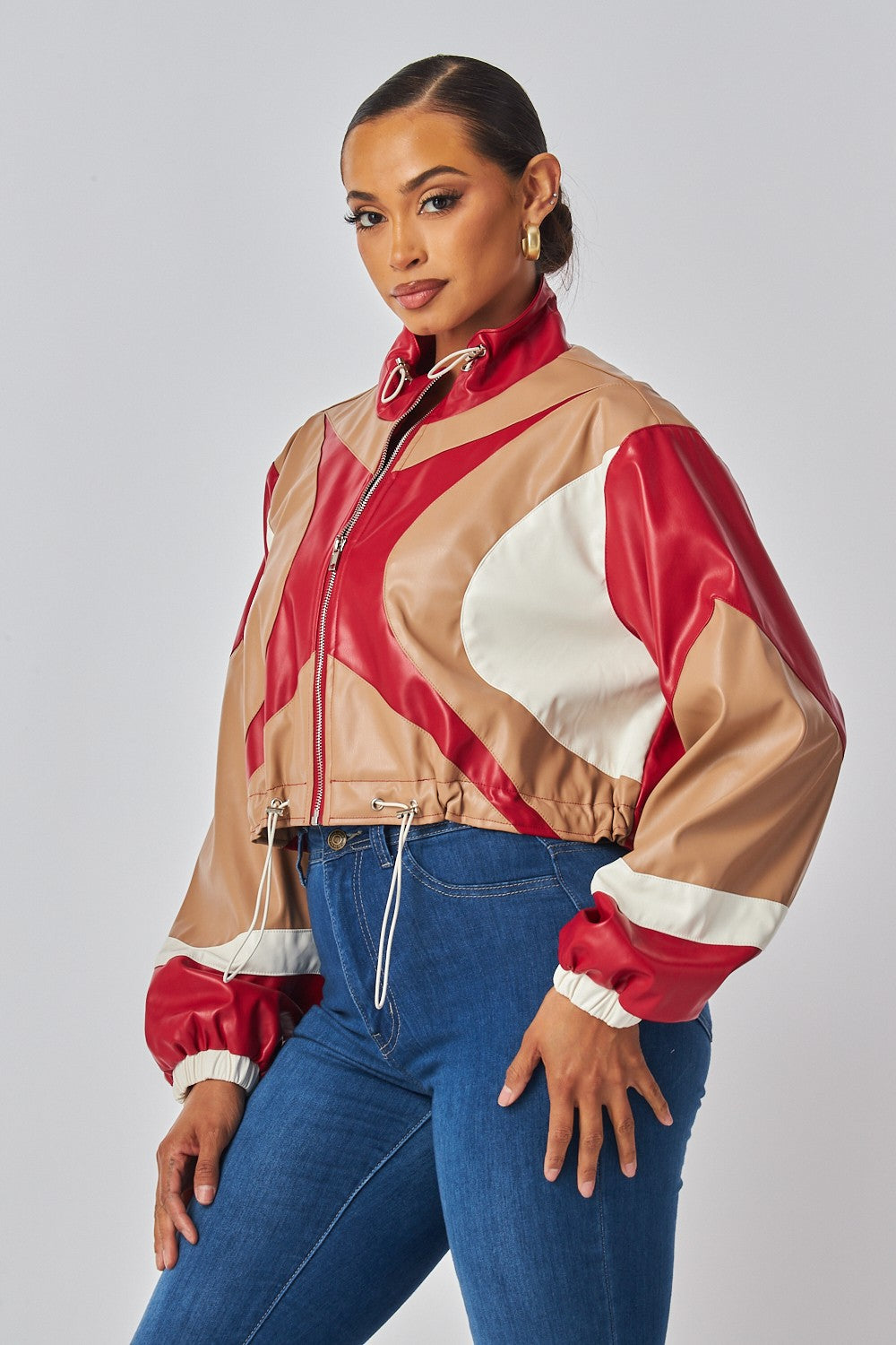 Araya Color Block Leather Jacket- 2 Colors