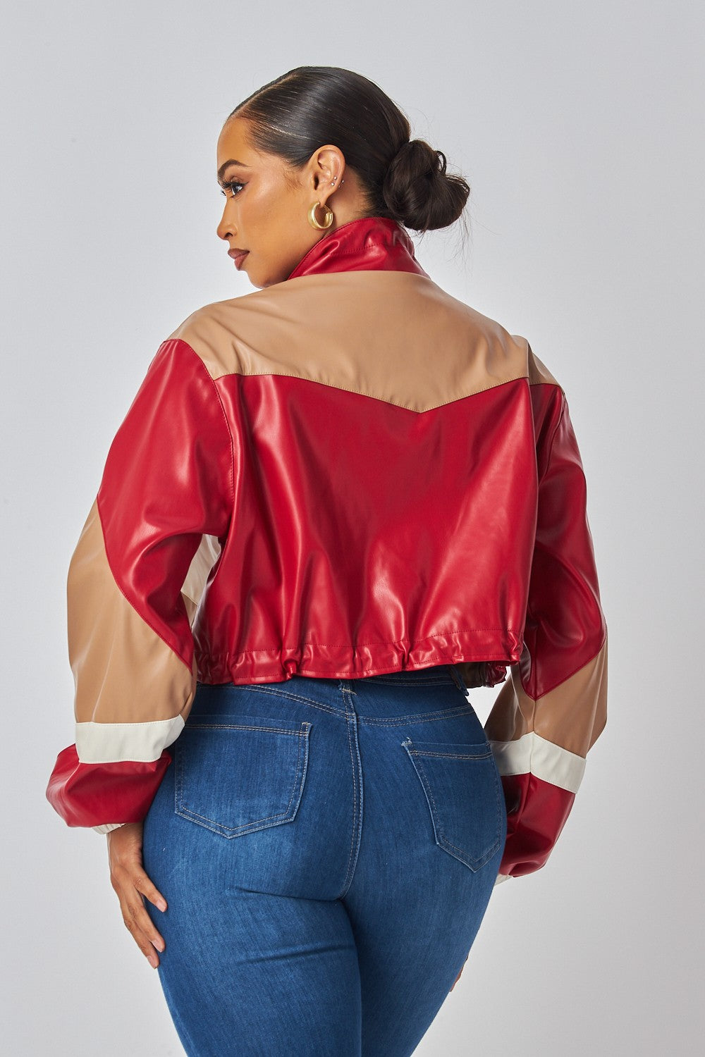 Araya Color Block Leather Jacket- 2 Colors