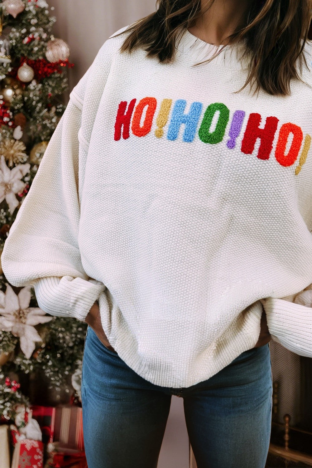 Merry Christmas Waffle Sweatshirt- 2 Colors