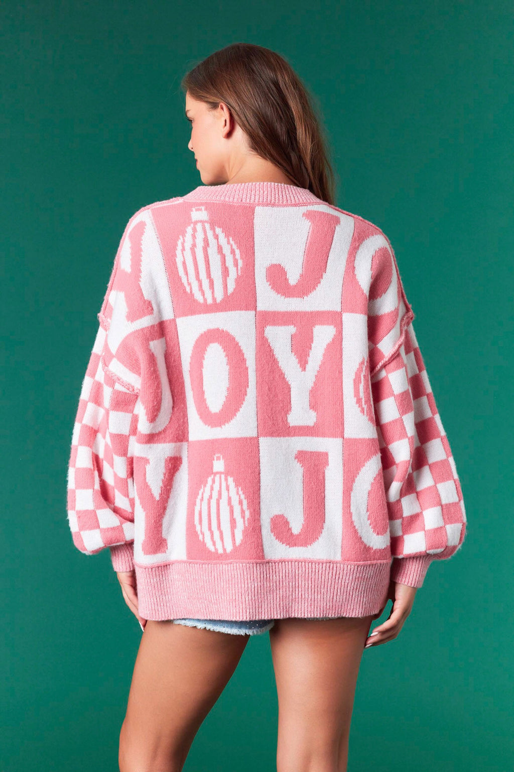 Oversized Checker Joy Sweater- 2 Colors