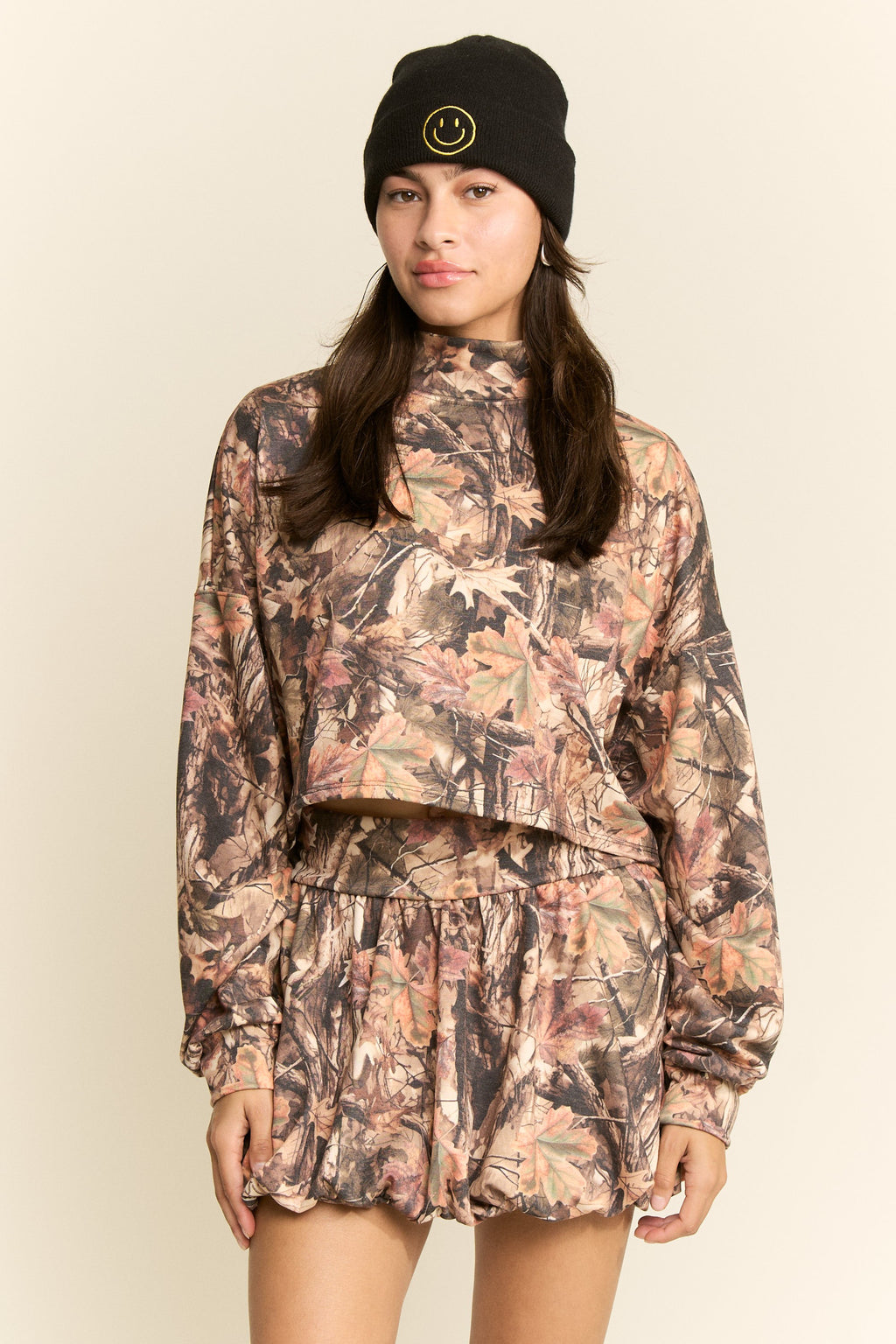 Camo Mock Top