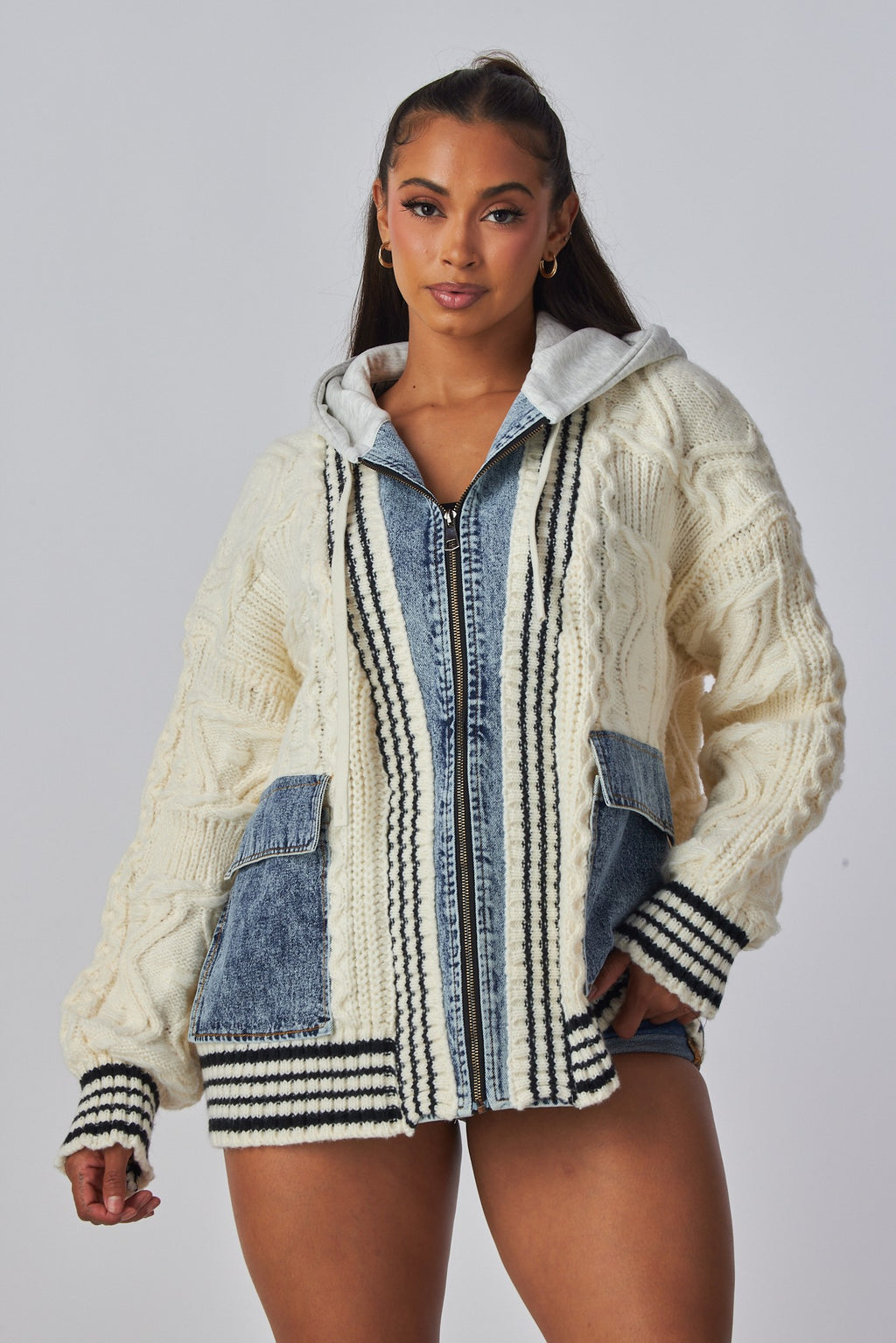 Oversized Cable Knit Jacket