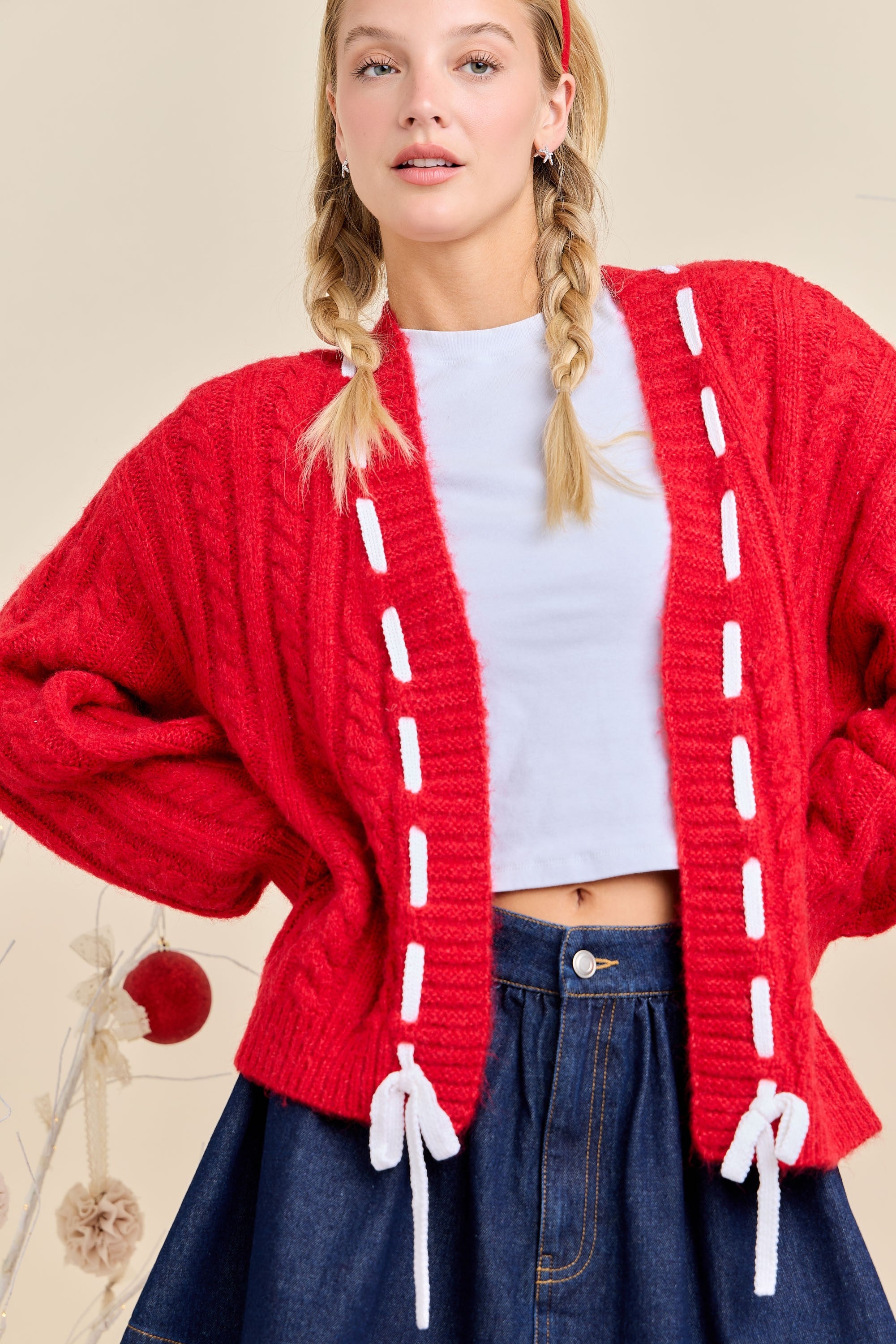 Tie Cable Knit Sweater- 2 Colors