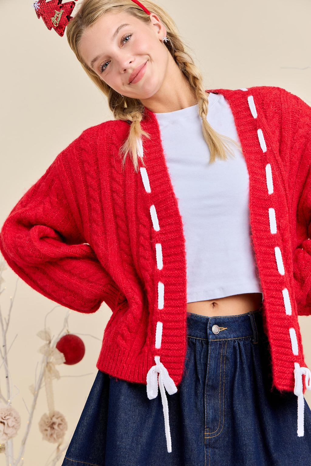 Tie Cable Knit Sweater- 2 Colors