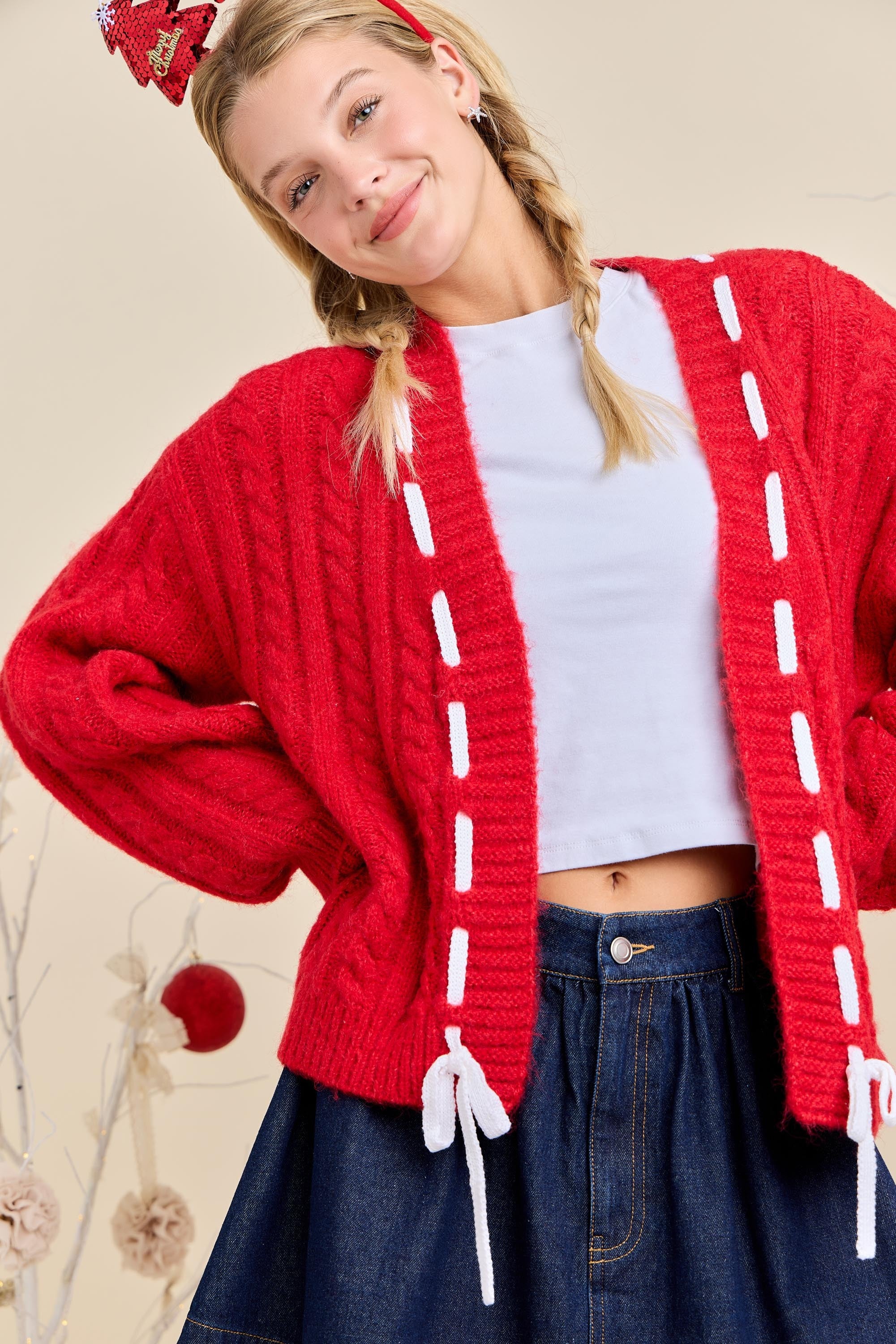 Tie Cable Knit Sweater- 2 Colors