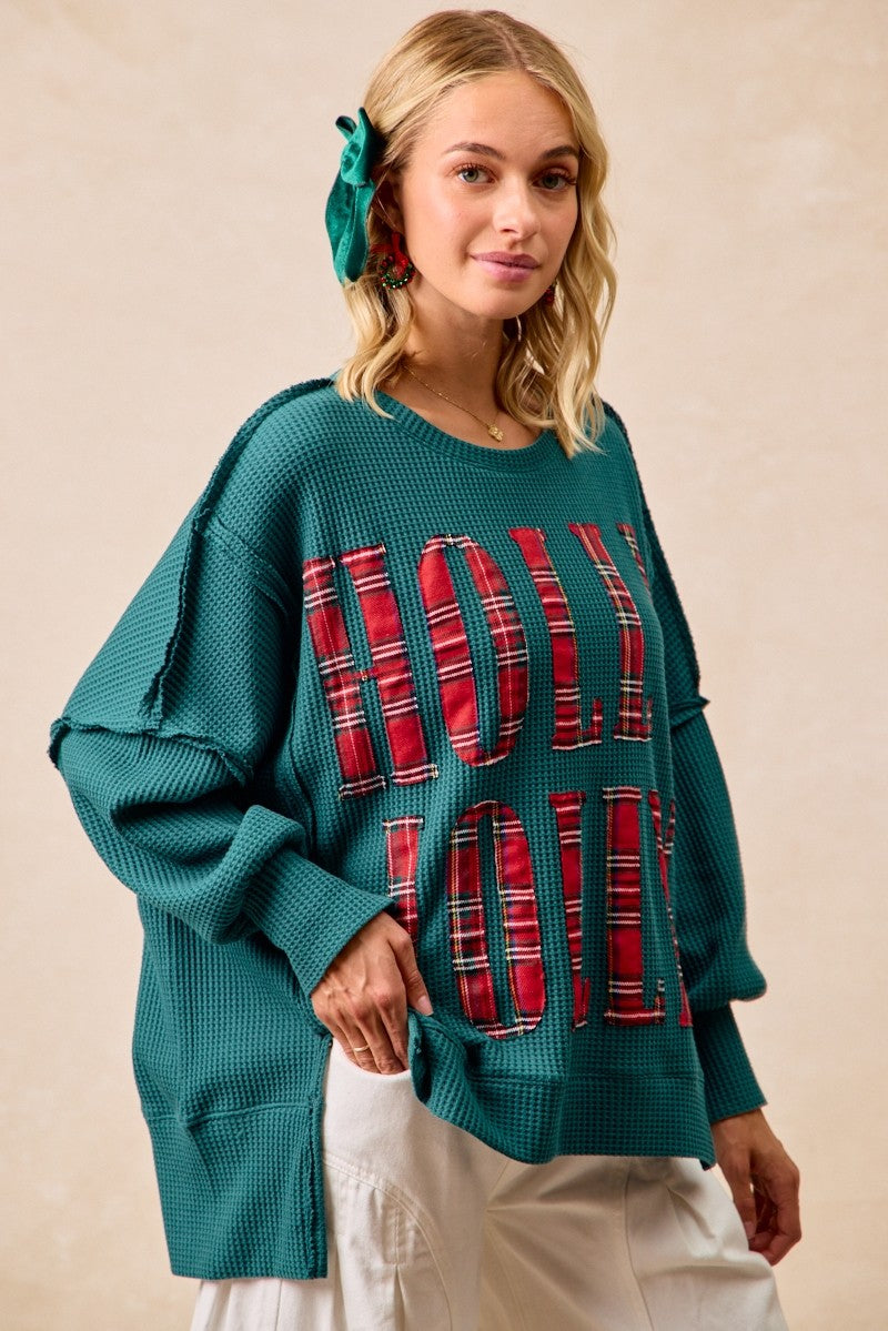 Plaid Holly Jolly Christmas Sweatshirt