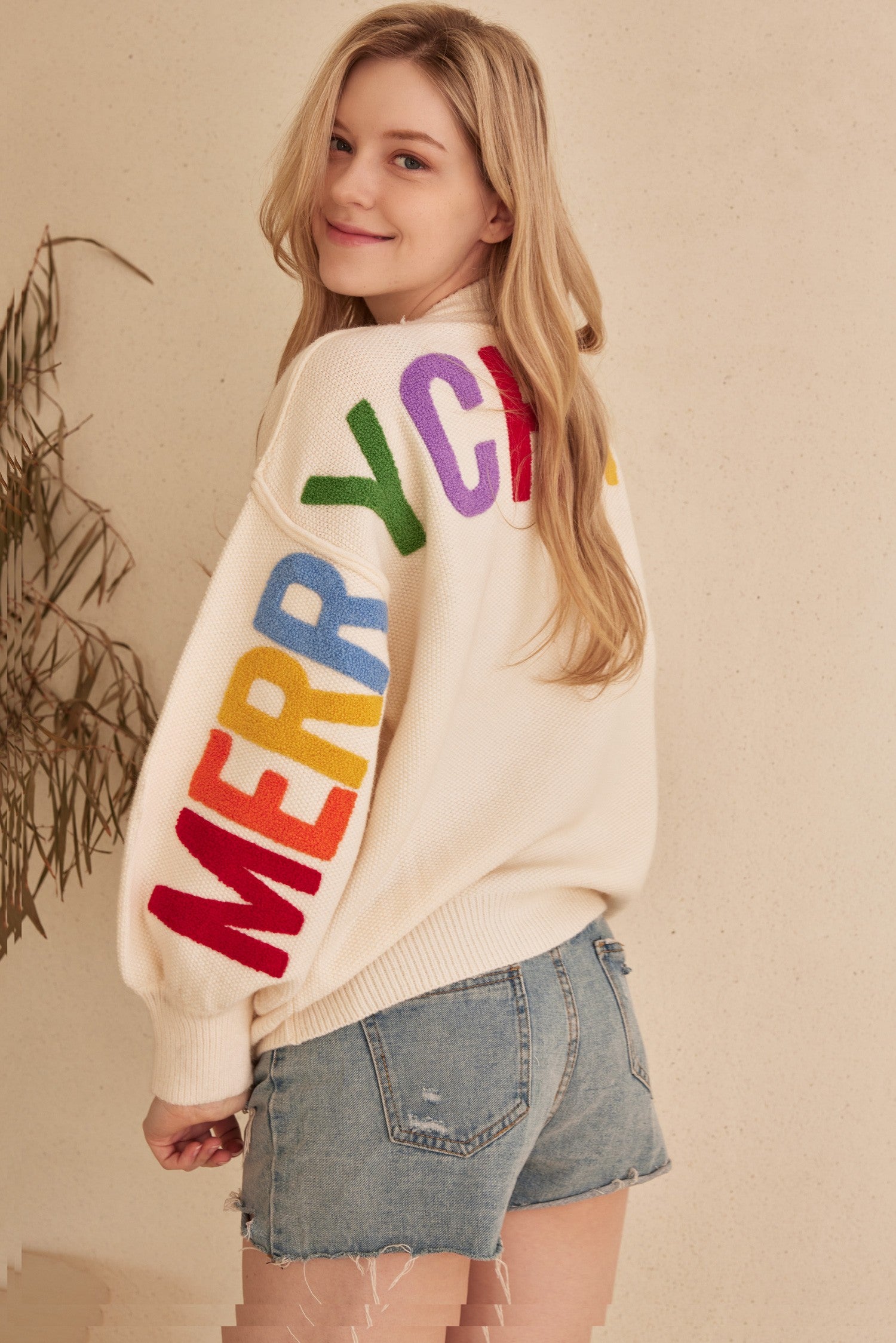 Merry Christmas Waffle Sweatshirt- 2 Colors