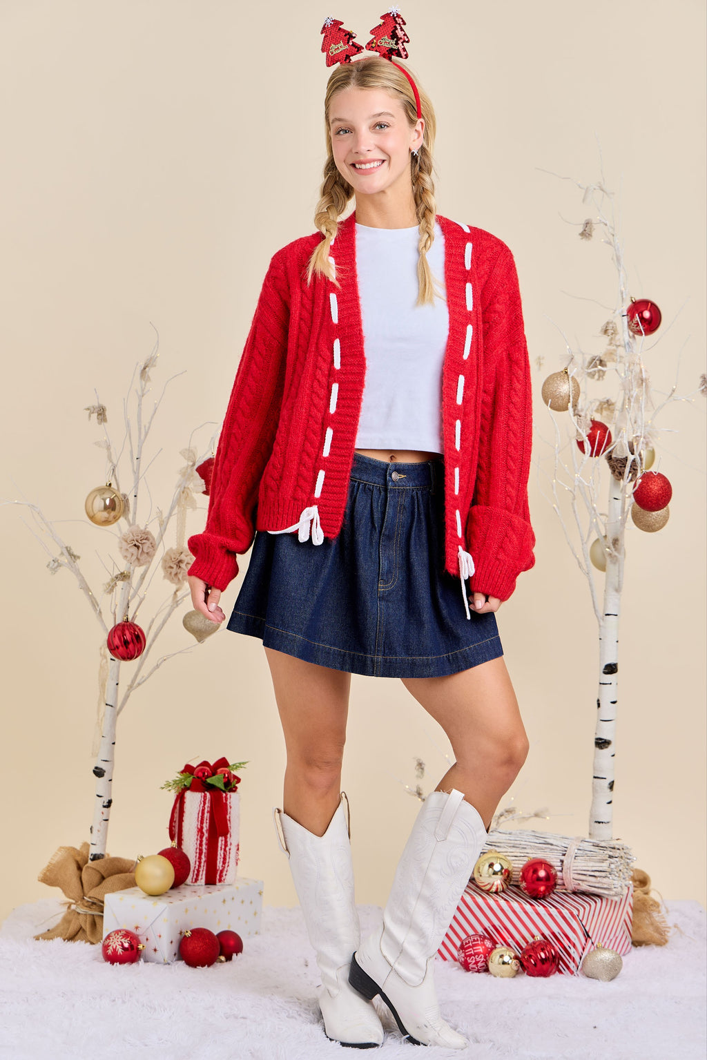 Tie Cable Knit Sweater- 2 Colors